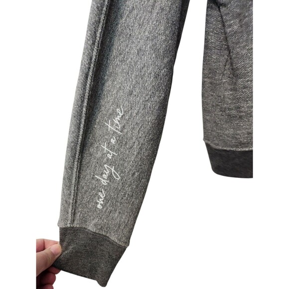 Gray Sweatshirt One Day At A Time Cowl Hoodie Womens XL Lightweight Sobriety - Picture 2 of 5